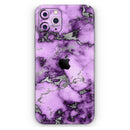 Purple Marble & Digital Silver Foil V6 - Protective Skin Wrap & Decal – Compatible with iPhone SE to iPhone 17 Pro Max (All Models)
