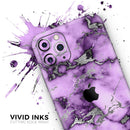 Purple Marble & Digital Silver Foil V6 - Protective Skin Wrap & Decal – Compatible with iPhone SE to iPhone 17 Pro Max (All Models)