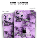 Purple Marble & Digital Silver Foil V6 - Protective Skin Wrap & Decal – Compatible with iPhone SE to iPhone 17 Pro Max (All Models)