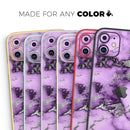 Purple Marble & Digital Silver Foil V6 - Protective Skin Wrap & Decal – Compatible with iPhone SE to iPhone 17 Pro Max (All Models)
