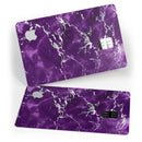 Purple Marble & Digital Silver Foil V7 - Premium Protective Decal Skin-Kit for the Apple Credit Card