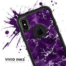 Purple Marble & Digital Silver Foil V7 - Skin Kit for the iPhone OtterBox Cases