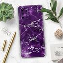 Purple Marble & Digital Silver Foil V7 - Premium Vinyl Skin Decal for Samsung Galaxy S25 Ultra, S24, S23, S22 & All Galaxy S Models