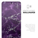 Purple Marble & Digital Silver Foil V7 - Premium Vinyl Skin Decal for Samsung Galaxy S25 Ultra, S24, S23, S22 & All Galaxy S Models