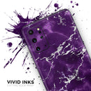 Purple Marble & Digital Silver Foil V7 - Premium Vinyl Skin Decal for Samsung Galaxy S25 Ultra, S24, S23, S22 & All Galaxy S Models