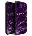 Purple Marble & Digital Silver Foil V7 - iPhone XS MAX, XS/X, 8/8+, 7/7+, 5/5S/SE Skin-Kit (All iPhones Available)