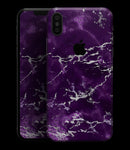Purple Marble & Digital Silver Foil V7 - iPhone XS MAX, XS/X, 8/8+, 7/7+, 5/5S/SE Skin-Kit (All iPhones Available)