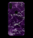Purple Marble & Digital Silver Foil V7 - iPhone XS MAX, XS/X, 8/8+, 7/7+, 5/5S/SE Skin-Kit (All iPhones Available)