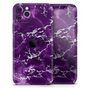 Purple Marble & Digital Silver Foil V7 - Protective Skin Wrap & Decal – Compatible with iPhone SE to iPhone 17 Pro Max (All Models)