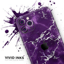Purple Marble & Digital Silver Foil V7 - Protective Skin Wrap & Decal – Compatible with iPhone SE to iPhone 17 Pro Max (All Models)