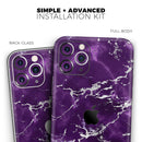 Purple Marble & Digital Silver Foil V7 - Protective Skin Wrap & Decal – Compatible with iPhone SE to iPhone 17 Pro Max (All Models)