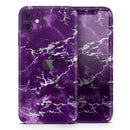 Purple Marble & Digital Silver Foil V7 - Protective Skin Wrap & Decal – Compatible with iPhone SE to iPhone 17 Pro Max (All Models)