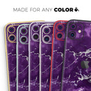 Purple Marble & Digital Silver Foil V7 - Protective Skin Wrap & Decal – Compatible with iPhone SE to iPhone 17 Pro Max (All Models)