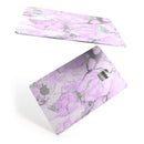Purple Marble & Digital Silver Foil V8 - Premium Protective Decal Skin-Kit for the Apple Credit Card