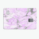 Purple Marble & Digital Silver Foil V8 - Premium Protective Decal Skin-Kit for the Apple Credit Card
