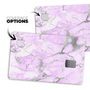 Purple Marble & Digital Silver Foil V8 - Premium Protective Decal Skin-Kit for the Apple Credit Card