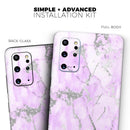 Purple Marble & Digital Silver Foil V8 - Premium Vinyl Skin Decal for Samsung Galaxy S25 Ultra, S24, S23, S22 & All Galaxy S Models
