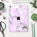 Purple Marble & Digital Silver Foil V8 - Full Body Skin Decal for the Apple iPad Pro 12.9", 11", 10.5", 9.7", Air or Mini (All Models Available)