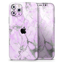 Purple Marble & Digital Silver Foil V8 - Protective Skin Wrap & Decal – Compatible with iPhone SE to iPhone 17 Pro Max (All Models)