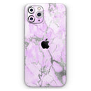 Purple Marble & Digital Silver Foil V8 - Protective Skin Wrap & Decal – Compatible with iPhone SE to iPhone 17 Pro Max (All Models)
