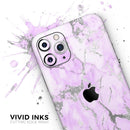 Purple Marble & Digital Silver Foil V8 - Protective Skin Wrap & Decal – Compatible with iPhone SE to iPhone 17 Pro Max (All Models)