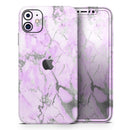 Purple Marble & Digital Silver Foil V8 - Protective Skin Wrap & Decal – Compatible with iPhone SE to iPhone 17 Pro Max (All Models)