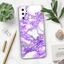 Purple Marble & Digital Silver Foil V9 - Premium Vinyl Skin Decal for Samsung Galaxy S25 Ultra, S24, S23, S22 & All Galaxy S Models