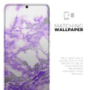 Purple Marble & Digital Silver Foil V9 - Premium Vinyl Skin Decal for Samsung Galaxy S25 Ultra, S24, S23, S22 & All Galaxy S Models