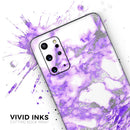 Purple Marble & Digital Silver Foil V9 - Premium Vinyl Skin Decal for Samsung Galaxy S25 Ultra, S24, S23, S22 & All Galaxy S Models