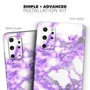 Purple Marble & Digital Silver Foil V9 - Premium Vinyl Skin Decal for Samsung Galaxy S25 Ultra, S24, S23, S22 & All Galaxy S Models