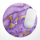 Purple Marble & Digital Gold Foil V1// WaterProof Rubber Foam Backed Anti-Slip Mouse Pad for Home Work Office or Gaming Computer Desk