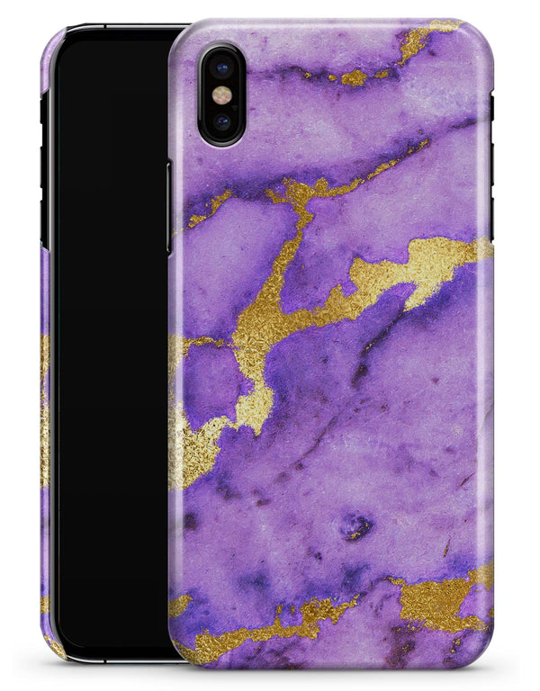 Purple Marble & Digital Gold Foil V1 - iPhone X Clipit Case