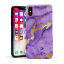 Purple Marble & Digital Gold Foil V1 - iPhone X Swappable Hybrid Case