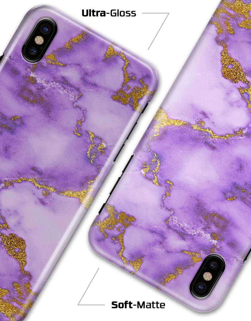 Purple Marble & Digital Gold Foil V2 - iPhone X Clipit Case