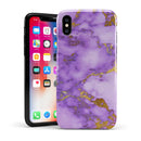 Purple Marble & Digital Gold Foil V2 - iPhone X Swappable Hybrid Case