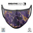 Purple Marble & Digital Gold Foil V3 - Made in USA Mouth Cover Unisex Anti-Dust Cotton Blend Reusable & Washable Face Mask with Adjustable Sizing for Adult or Child
