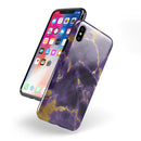 Purple Marble & Digital Gold Foil V3 - iPhone X Swappable Hybrid Case
