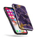 Purple Marble & Digital Gold Foil V3 - iPhone X Swappable Hybrid Case
