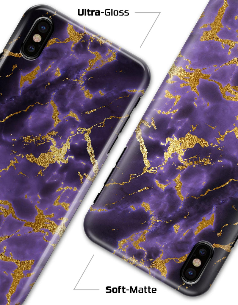 Purple Marble & Digital Gold Foil V4 - iPhone X Clipit Case