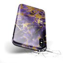Purple Marble & Digital Gold Foil V4 - iPhone X Swappable Hybrid Case