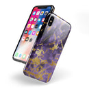 Purple Marble & Digital Gold Foil V4 - iPhone X Swappable Hybrid Case