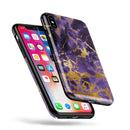 Purple Marble & Digital Gold Foil V4 - iPhone X Swappable Hybrid Case