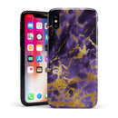 Purple Marble & Digital Gold Foil V4 - iPhone X Swappable Hybrid Case