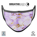 Purple Marble & Digital Gold Foil V5 - Made in USA Mouth Cover Unisex Anti-Dust Cotton Blend Reusable & Washable Face Mask with Adjustable Sizing for Adult or Child
