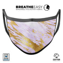 Purple Marble & Digital Gold Foil V7 - Made in USA Mouth Cover Unisex Anti-Dust Cotton Blend Reusable & Washable Face Mask with Adjustable Sizing for Adult or Child