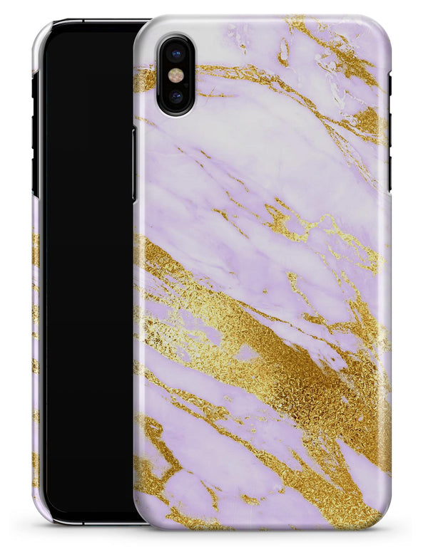 Purple Marble & Digital Gold Foil V7 - iPhone X Clipit Case