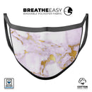 Purple Marble & Digital Gold Foil V8 - Made in USA Mouth Cover Unisex Anti-Dust Cotton Blend Reusable & Washable Face Mask with Adjustable Sizing for Adult or Child