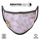 Purple Marble & Digital Gold Foil V9 - Made in USA Mouth Cover Unisex Anti-Dust Cotton Blend Reusable & Washable Face Mask with Adjustable Sizing for Adult or Child