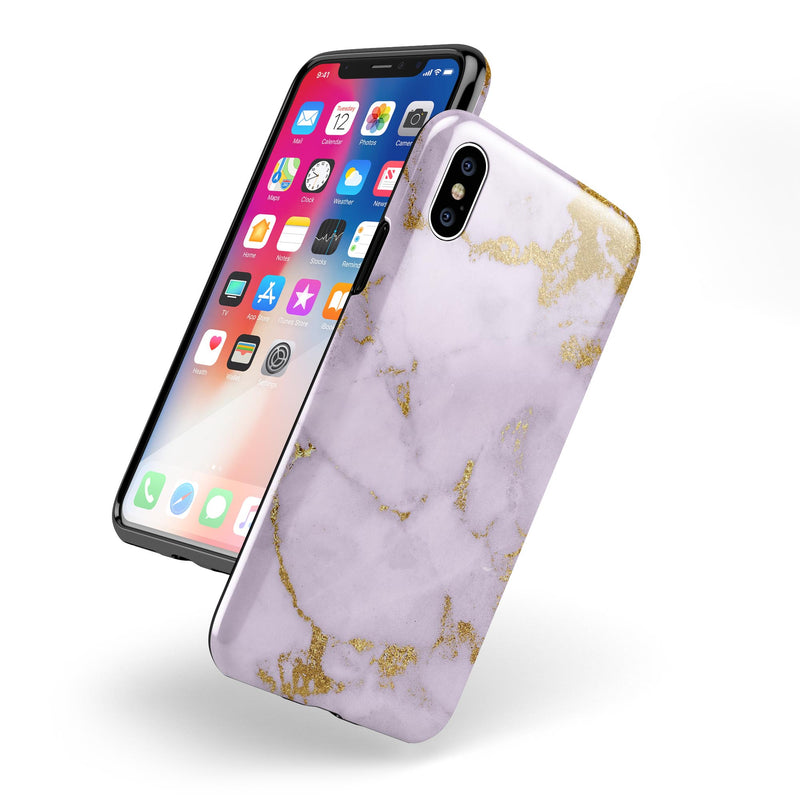 Purple Marble & Digital Gold Foil V9 - iPhone X Swappable Hybrid Case