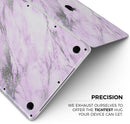 Purple Marble & Digital Silver Foil V10- Skin Decal Wrap Kit Compatible with the Apple MacBook Pro, Pro with Touch Bar or Air (11", 12", 13", 15" & 16" - All Versions Available)